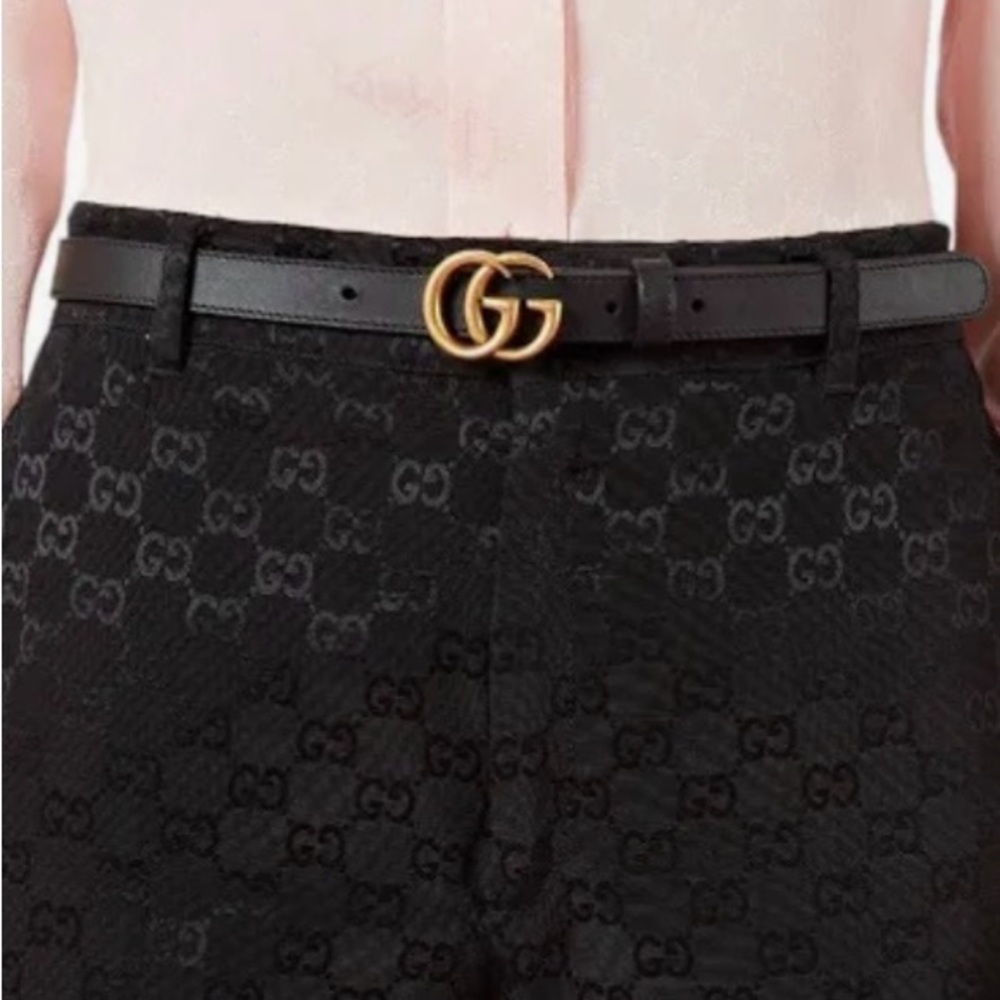 Gucci Women’s Marmont GG thin belt - black